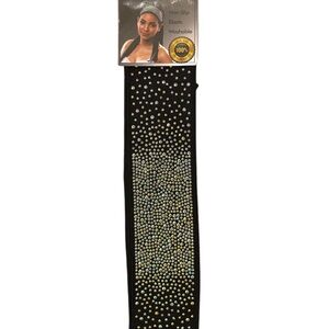 Black Diamond Rhinestone Elastic Nonslip Washable Edge Scarf Headband